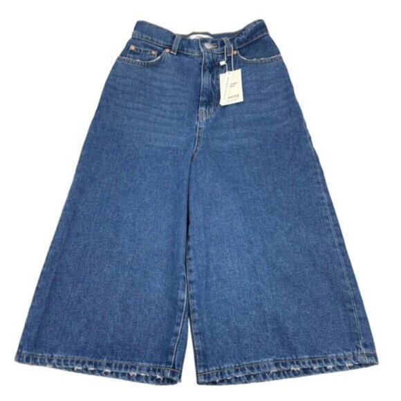 Mango Women's Wide Leg Denim Shorts Size XXS - Picture 9 of 12